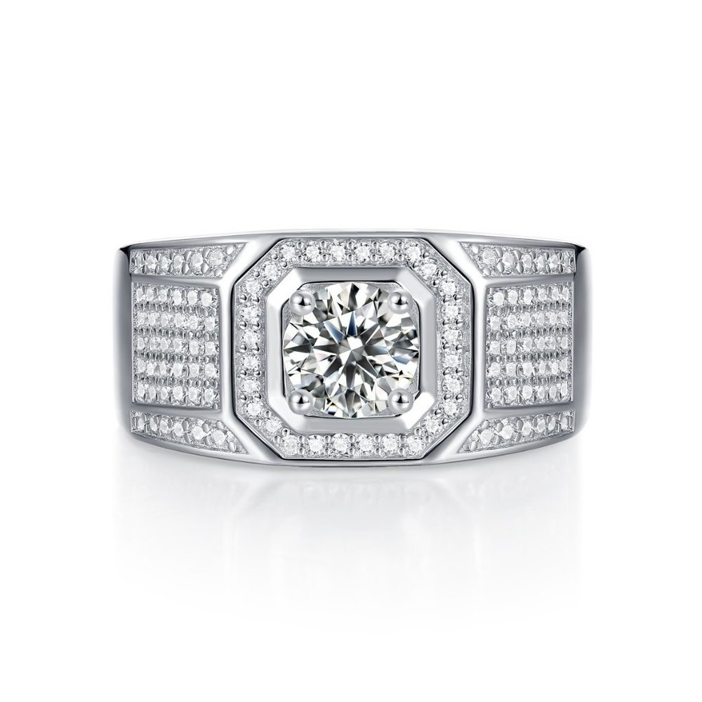 Certified 1ct. t.w. Moissanite Diamond Iced Out Engagement Ring NEW - Picture 3 of 8